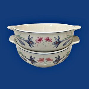 Forever Spring Serving Bowls with Handles Set of 2 Vintage Floral Cottagecore 6"
